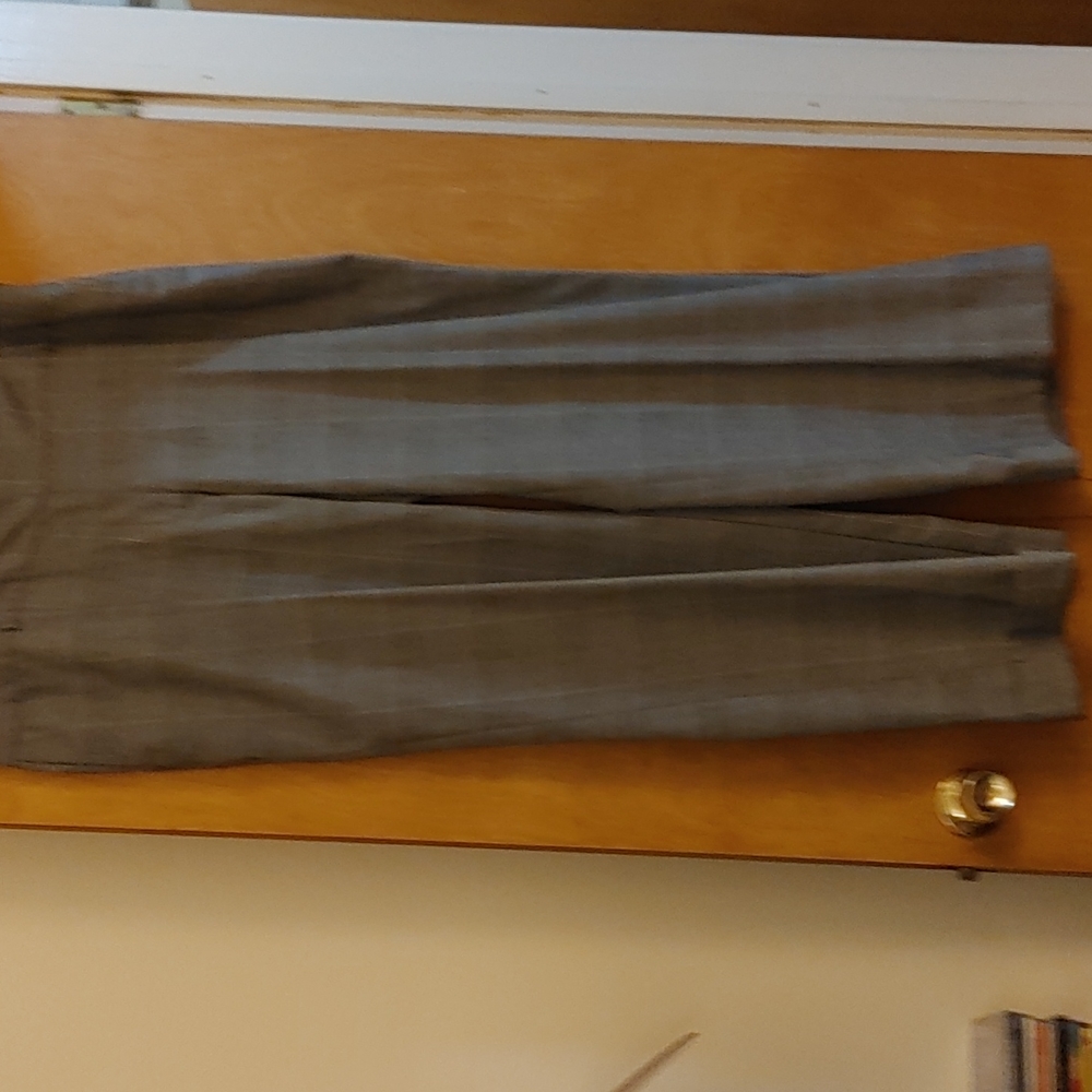 Plus size (22W) Black Glen plaid wide leg slacks by Ashley Stewart